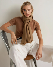 Load image into Gallery viewer, N.Peal Women's Pashmina Cashmere Stole Dark Tan Brown
