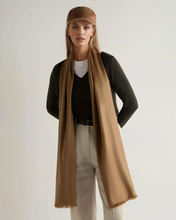 Load image into Gallery viewer, N.Peal Women's Pashmina Cashmere Shawl Dark Tan Brown
