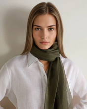 Load image into Gallery viewer, N.Peal Women's Ultrafine Pashmina Cashmere Shawl Arabica Khaki Green
