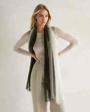 Load image into Gallery viewer, N.Peal Women's Dip Dye Cashmere Scarf Arabica Khaki Green
