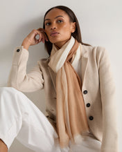 Load image into Gallery viewer, N.Peal Women's Dip Dye Cashmere Scarf Dark Camel Brown
