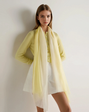 Load image into Gallery viewer, N.Peal Women's Dip Dye Cashmere Scarf Granita Yellow
