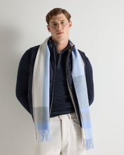 Load image into Gallery viewer, N.Peal Unisex Cashmere Check Scarf Blue + Grey
