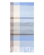 Load image into Gallery viewer, N.Peal Unisex Cashmere Check Scarf Blue + Grey
