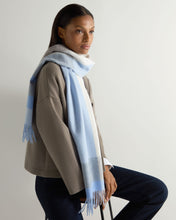 Load image into Gallery viewer, N.Peal Unisex Cashmere Check Scarf Blue + Grey
