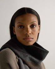 Load image into Gallery viewer, N.Peal Unisex Cashmere Check Scarf Navy Check

