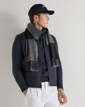 Load image into Gallery viewer, N.Peal Unisex Cashmere Check Scarf Navy Check
