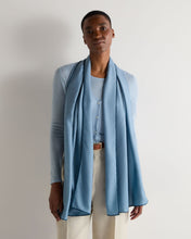 Load image into Gallery viewer, N.Peal Women's Tipped Cashmere Pashmina Light Blue
