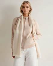 Load image into Gallery viewer, N.Peal Women's Herringbone Cashmere Scarf Ecru White
