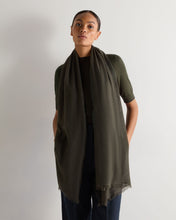 Load image into Gallery viewer, N.Peal Women&#39;s Soft Knit Cashmere Shawl Arabica Khaki Green
