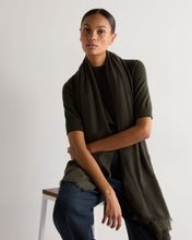 Load image into Gallery viewer, N.Peal Women&#39;s Soft Knit Cashmere Shawl Arabica Khaki Green
