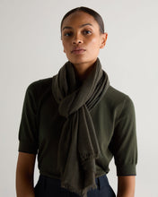 Load image into Gallery viewer, N.Peal Women&#39;s Soft Knit Cashmere Shawl Arabica Khaki Green
