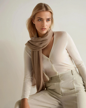 Load image into Gallery viewer, N.Peal Women&#39;s Soft Knit Cashmere Shawl Oatmeal Brown
