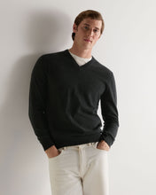 Load image into Gallery viewer, N.Peal Men's Burlington V Neck Cashmere Jumper Dark Charcoal Grey
