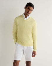 Load image into Gallery viewer, N.Peal Men's Burlington V Neck Cashmere Jumper Granita Yellow
