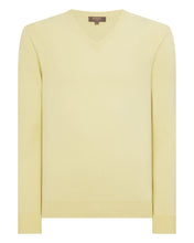 Load image into Gallery viewer, N.Peal Men's Burlington V Neck Cashmere Jumper Granita Yellow
