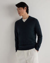 Load image into Gallery viewer, N.Peal Men's Burlington V Neck Cashmere Jumper Indigo Blue
