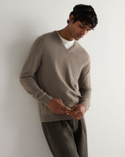Load image into Gallery viewer, N.Peal Men's Burlington V Neck Cashmere Jumper Vintage Khaki Green
