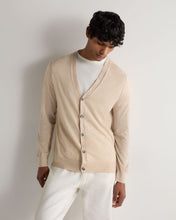 Load image into Gallery viewer, N.Peal Men's Curzon Fine Gauge Cashmere Cardigan Sandstone Brown
