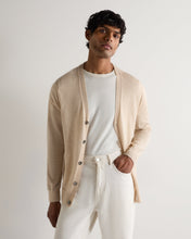 Load image into Gallery viewer, N.Peal Men's Curzon Fine Gauge Cashmere Cardigan Sandstone Brown
