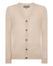 Load image into Gallery viewer, N.Peal Men's Curzon Fine Gauge Cashmere Cardigan Sandstone Brown
