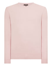 Load image into Gallery viewer, N.Peal Men's Oxford Round Neck Cashmere Jumper Blossom Pink
