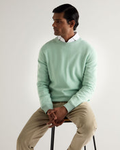 Load image into Gallery viewer, N.Peal Men's Oxford Round Neck Cashmere Jumper Dusty Teal Green
