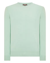 Load image into Gallery viewer, N.Peal Men's Oxford Round Neck Cashmere Jumper Dusty Teal Green
