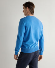 Load image into Gallery viewer, N.Peal Men's Oxford Round Neck Cashmere Jumper Provence Blue
