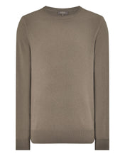 Load image into Gallery viewer, N.Peal Men's Oxford Round Neck Cashmere Jumper Vintage Khaki Green
