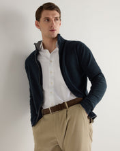 Load image into Gallery viewer, N.Peal Men's Knightsbridge Full Zip Cashmere Jumper Indigo Blue
