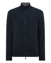 Load image into Gallery viewer, N.Peal Men's Knightsbridge Full Zip Cashmere Jumper Indigo Blue
