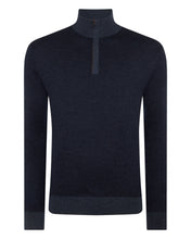 Load image into Gallery viewer, N.Peal Men's Regent Fine Gauge Cashmere Half Zip Jumper Indigo Blue
