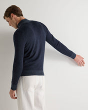 Load image into Gallery viewer, N.Peal Men's Regent Fine Gauge Cashmere Half Zip Jumper Indigo Blue
