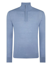 Load image into Gallery viewer, N.Peal Men's Regent Fine Gauge Cashmere Half Zip Jumper Cornflower Blue
