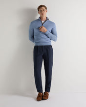 Load image into Gallery viewer, N.Peal Men's Regent Fine Gauge Cashmere Half Zip Jumper Cornflower Blue
