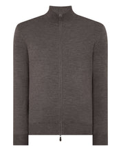 Load image into Gallery viewer, N.Peal Men's Hyde Fine Gauge Cashmere Full Zip Jumper Driftwood Brown
