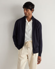 Load image into Gallery viewer, N.Peal Men's Hyde Fine Gauge Cashmere Full Zip Jumper Navy Blue
