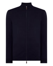 Load image into Gallery viewer, N.Peal Men's Hyde Fine Gauge Cashmere Full Zip Jumper Navy Blue
