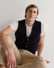 Load image into Gallery viewer, N.Peal Men's Chelsea Cashmere Waistcoat Indigo Blue
