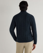 Load image into Gallery viewer, N.Peal Men's Richmond Cable Cashmere Cardigan Indigo Blue
