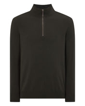 Load image into Gallery viewer, N.Peal Men's Carnaby Half Zip Cashmere Jumper Arabica Khaki Green
