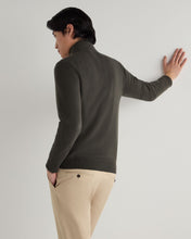 Load image into Gallery viewer, N.Peal Men's Carnaby Half Zip Cashmere Jumper Arabica Khaki Green
