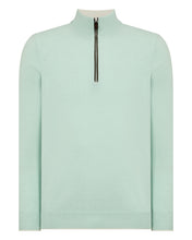 Load image into Gallery viewer, N.Peal Men's Carnaby Half Zip Cashmere Jumper Dusty Teal Green
