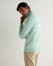 Load image into Gallery viewer, N.Peal Men's Carnaby Half Zip Cashmere Jumper Dusty Teal Green
