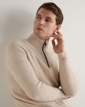 Load image into Gallery viewer, N.Peal Men's Carnaby Half Zip Cashmere Jumper Ecru White
