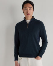 Load image into Gallery viewer, N.Peal Men's Carnaby Half Zip Cashmere Jumper Indigo Blue
