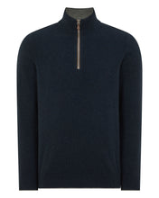 Load image into Gallery viewer, N.Peal Men's Carnaby Half Zip Cashmere Jumper Indigo Blue
