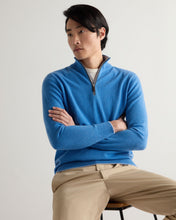 Load image into Gallery viewer, N.Peal Men's Carnaby Half Zip Cashmere Jumper Provence Blue
