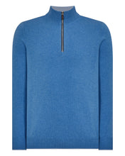 Load image into Gallery viewer, N.Peal Men's Carnaby Half Zip Cashmere Jumper Provence Blue
